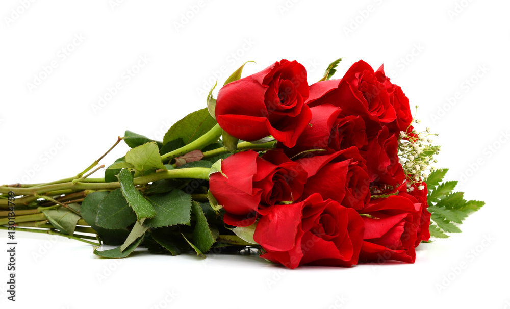 Fototapeta premium red rose bouquet isolated on white background