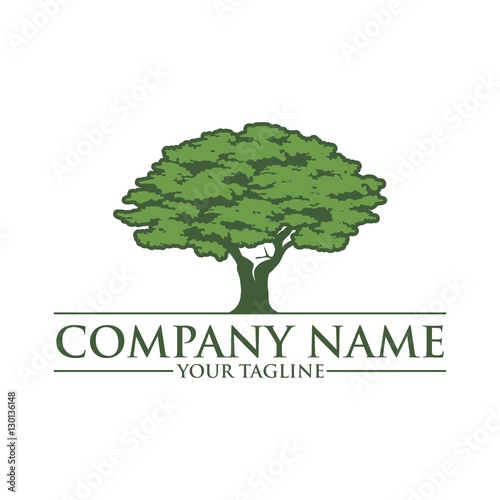Green Oak Tree  Vector Logo Design