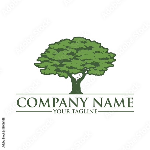Green Oak Tree, Vector Logo Design