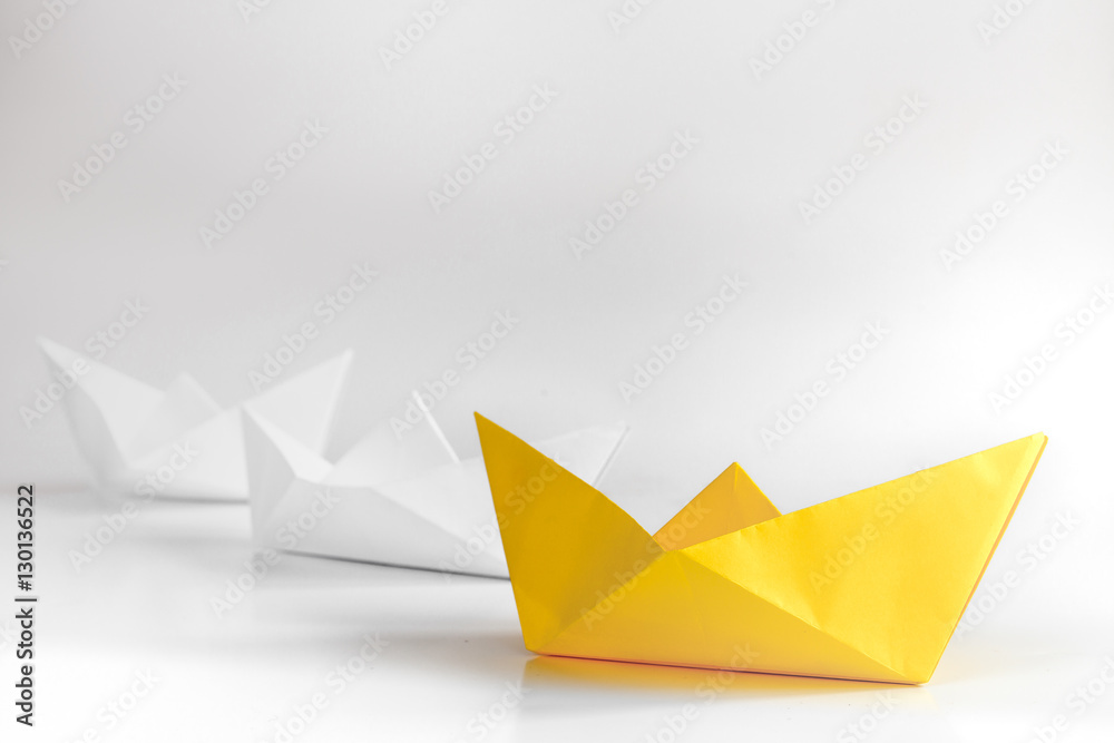 choice concept paper boats on white background choice concept paper boats on white background