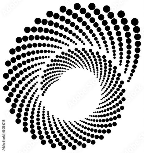 Circle halftone element, circular half-tone pattern. Spiral, vor