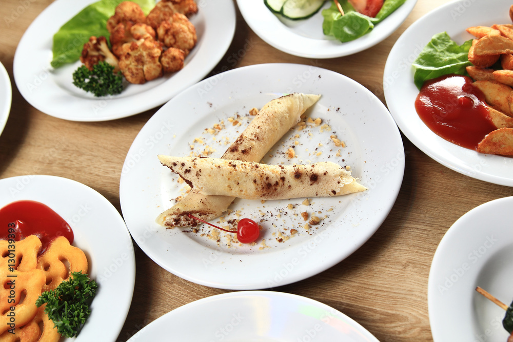 a host of delicious dishes on the table in the children's restau