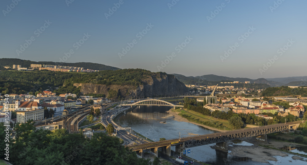 Usti nad Labem town in hot evening