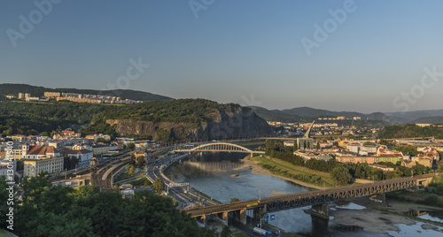 Usti nad Labem town in hot evening