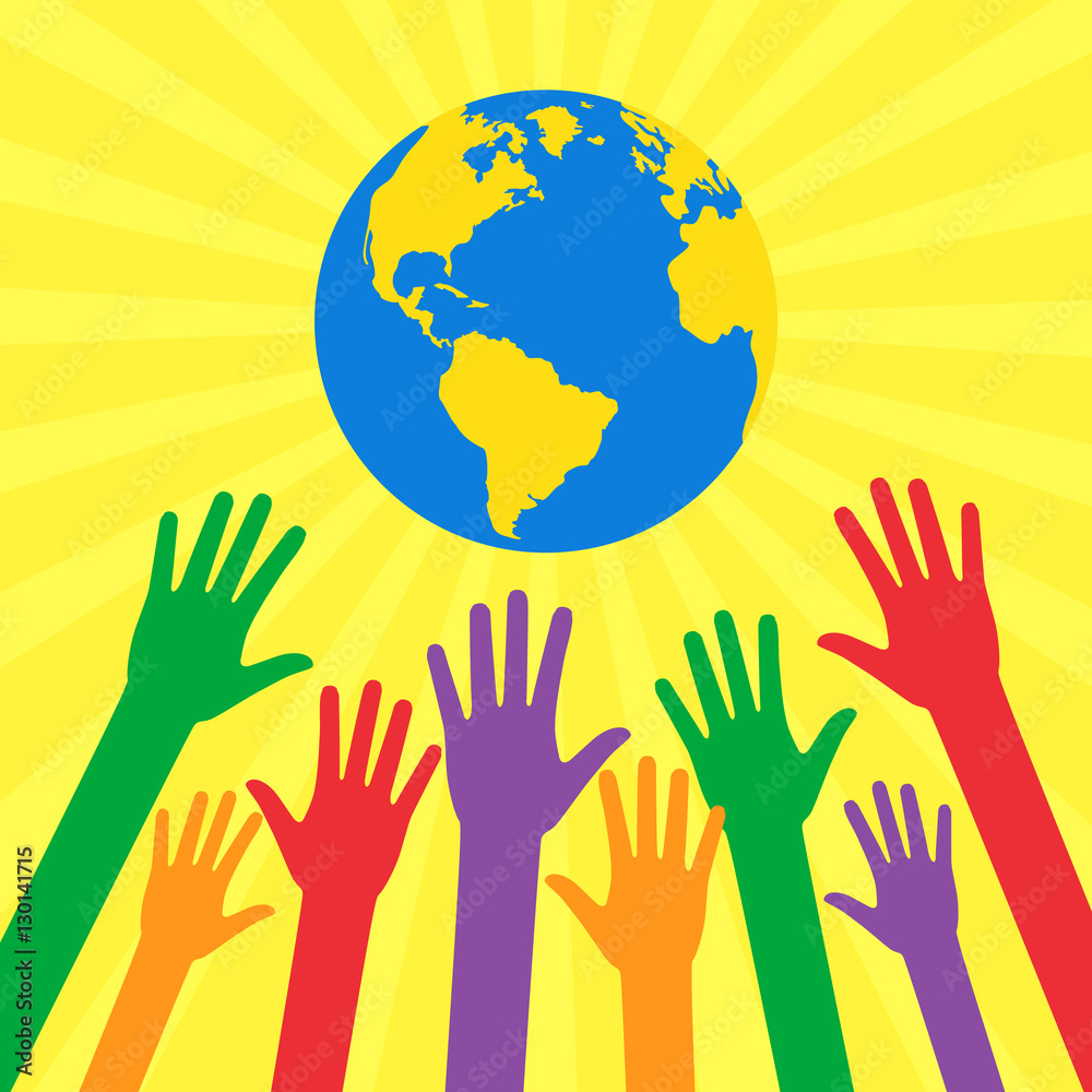 Fototapeta premium Ecological and humanitarian concepts in flat style. Save world 
