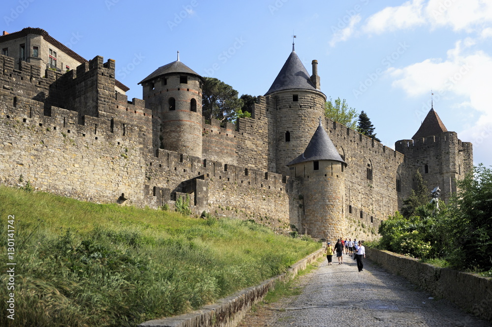 Walled and turreted fortress of La Cite, Carcassonne, Languedoc, France Walled and turreted fortress of La Cite, Carcassonne, Languedoc, France