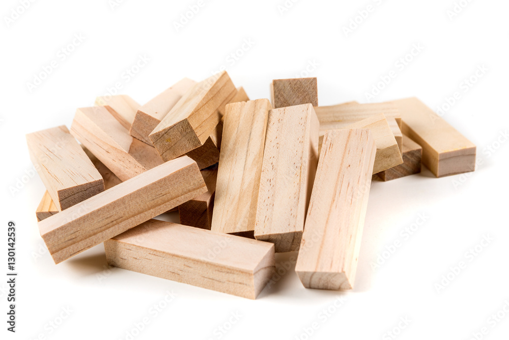 Wooden game blocks isolated on white background Wooden game blocks isolated on white background