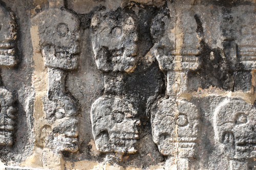 Wall of carved sculls from Chichen-Itza