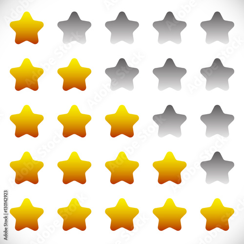 Star rating symbols with 6 star. Quality, feedback, experience,