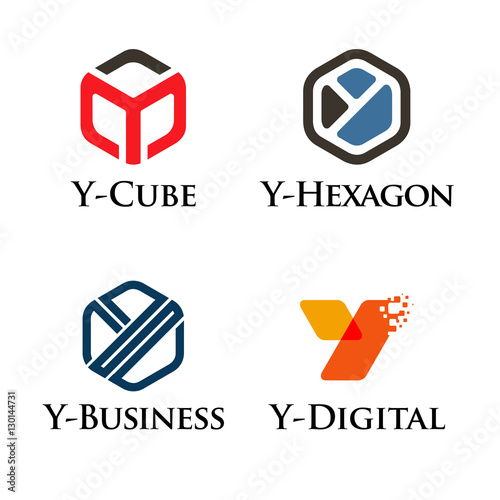 Y Letter Hexagon Cube Box Logo Symbol Collection