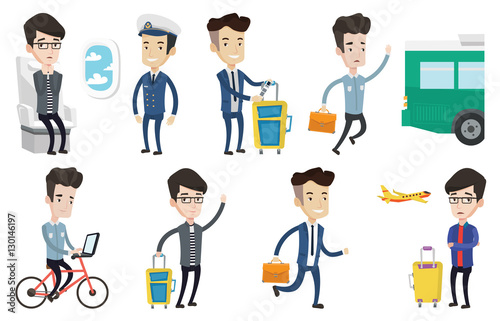 Transportation vector set with people traveling.