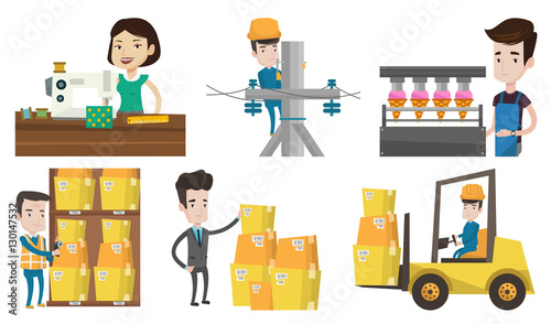 Vector set of industrial workers.