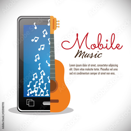 mobile music smartphone guitar card note music vector illustration eps 10