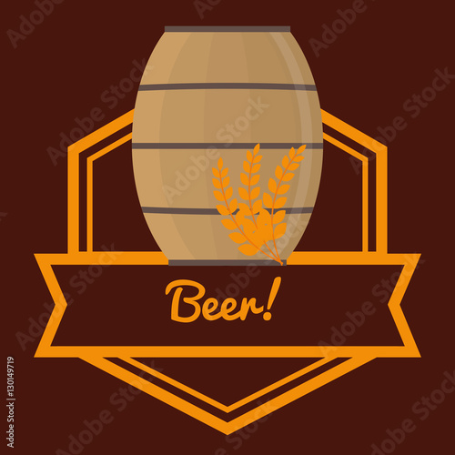 beer barrel wooden wheats label brown background vector illustration eps 10