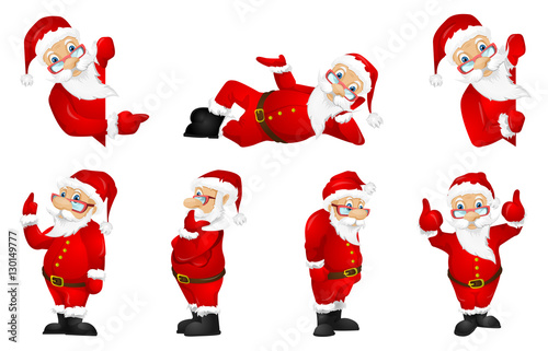 Vector set for christmas with Santa Claus.
