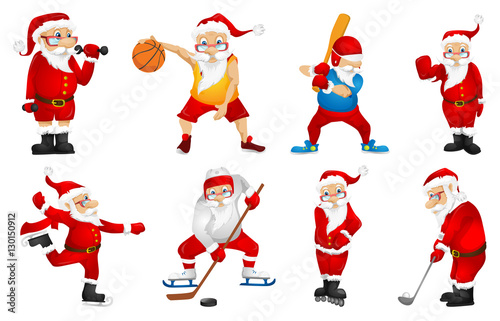 Vector set for christmas with Santa Claus.