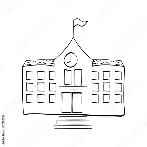 School building draw icon vector illustration graphic design
