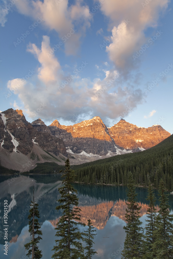 Early morning reflections in Moraine Lake, Banff National Park, Alberta, Rocky Mountains, Canada Early morning reflections in Moraine Lake, Banff National Park, Alberta, Rocky Mountains, Canada