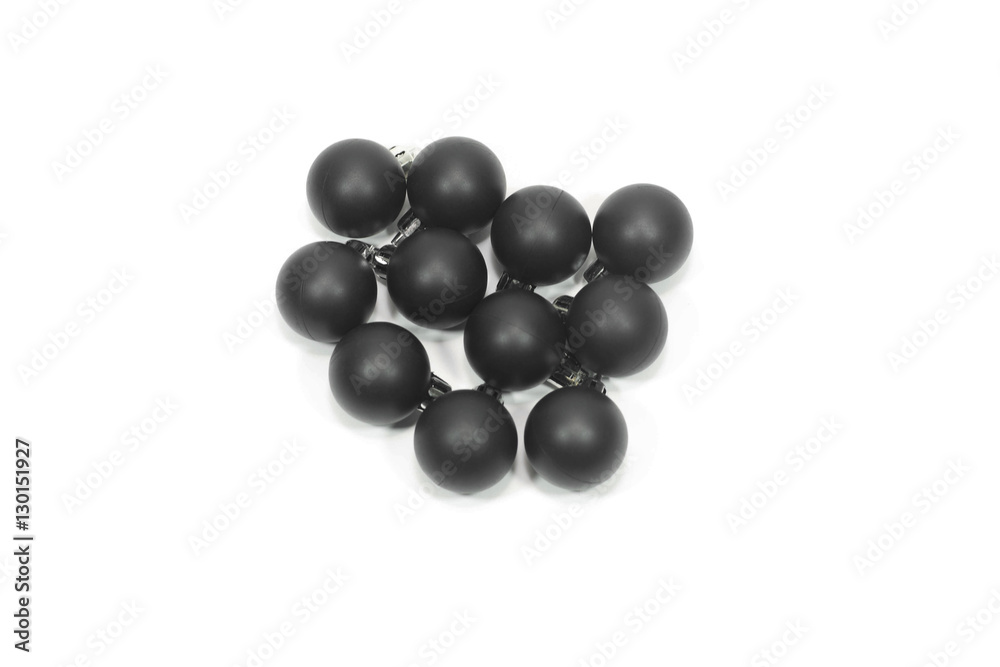 Black christmas ball isolated on white background. hanging chris Black christmas ball isolated on white background. hanging chris