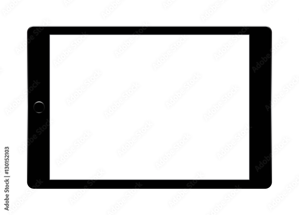 Realistic tablet pc computer with blank screen isolated on white background.