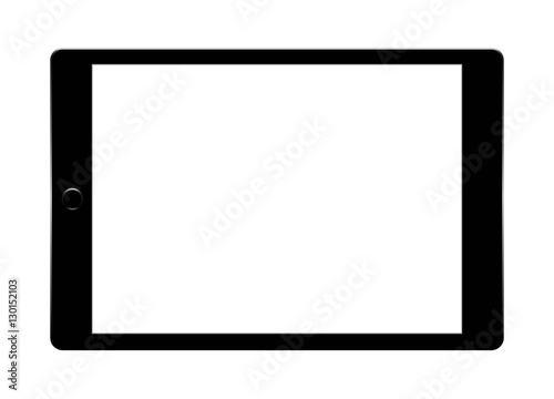 Realistic tablet pc computer with blank screen isolated on white background.