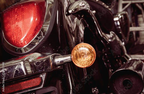 Fotografie Old and dirty motorcycle tail lights