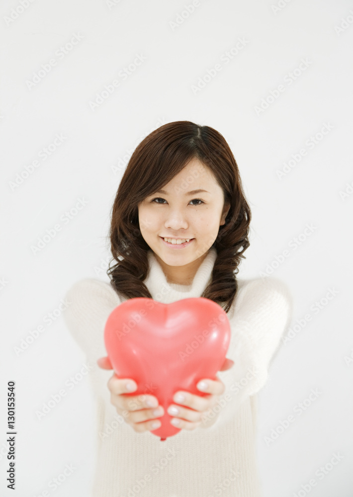 Woman Holding Heart Balloon Woman Holding Heart Balloon