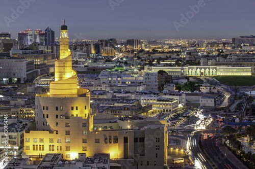 The spiral mosque of the Kassem Darwish Fakhroo Islamic Centre in Doha, Qatar photo