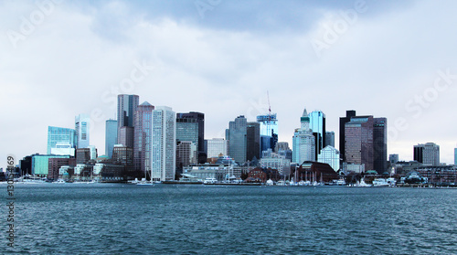 Bilde på lerret Cityscape of downtown Boston on an overcast blustery day