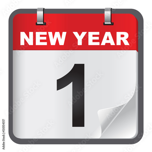 1 January calendar on white background.