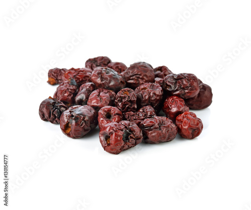Dried jujube fruits on white background