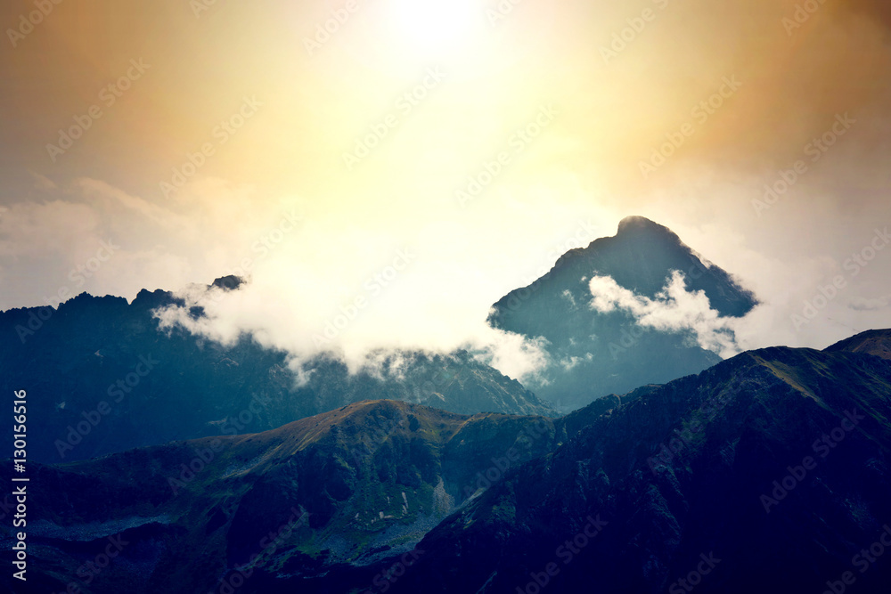 Fog in mountains.