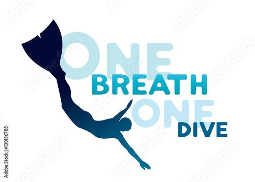 Freediver with monofin - one breath, one dive.