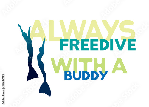 Two freedivers in monofins. Always freedive with a buddy.