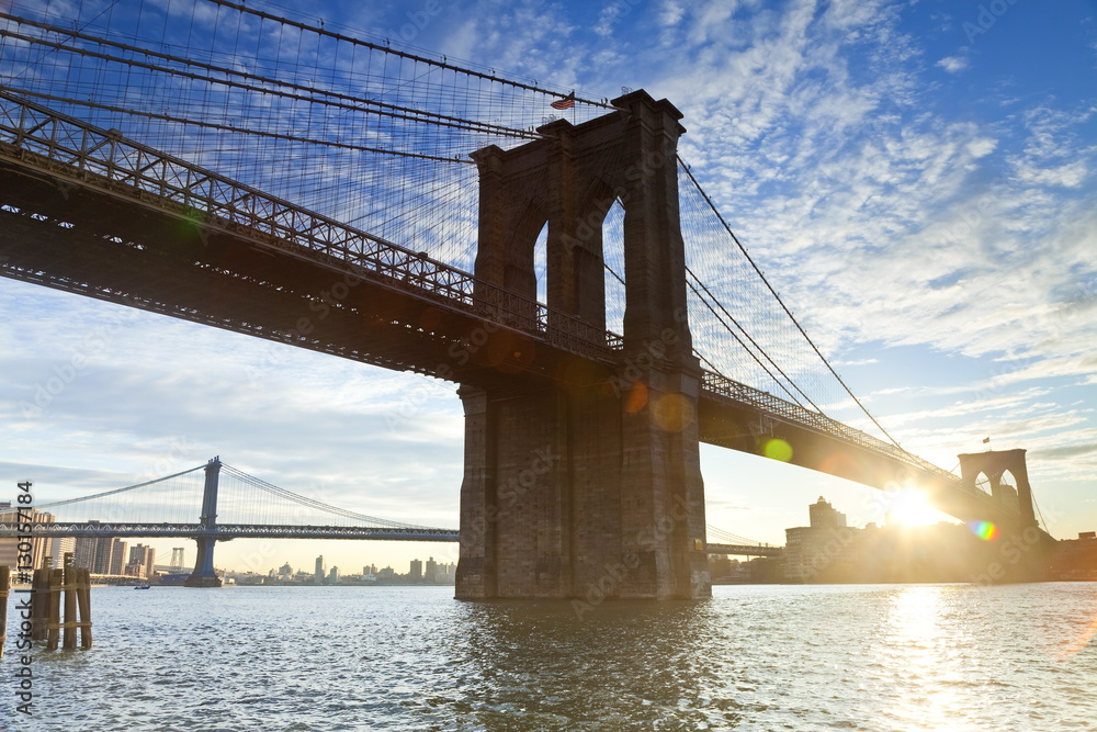 The Brooklyn and Manhattan Bridges spanning the East River, New York City, New York The Brooklyn and Manhattan Bridges spanning the East River, New York City, New York