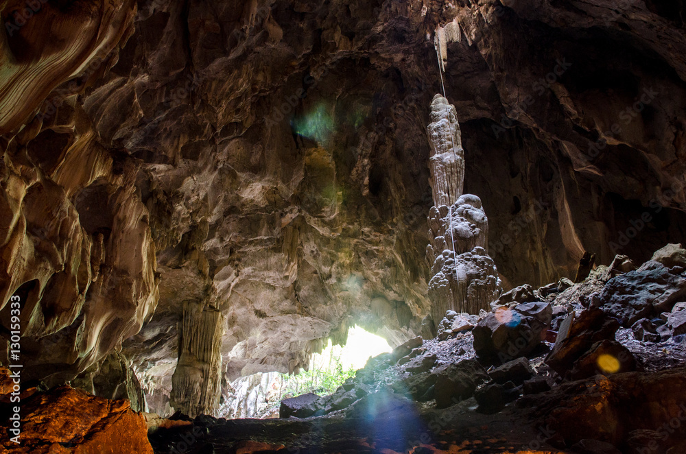 The giant stalagmite in the cave