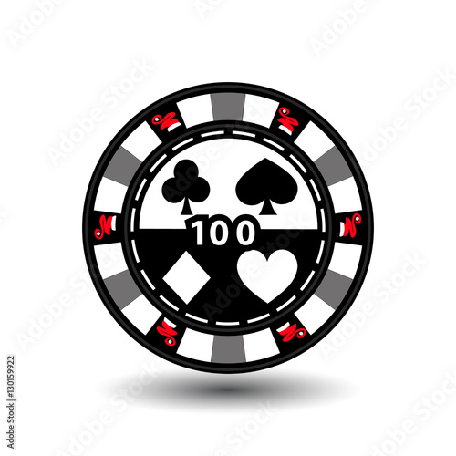 Christmas casino chips. Green. Santa Claus cap on the sides and the number 100 in the middle. Illustration vector. Use for the site, printing, paper, cloth, decoration, design, etc. EPS 10