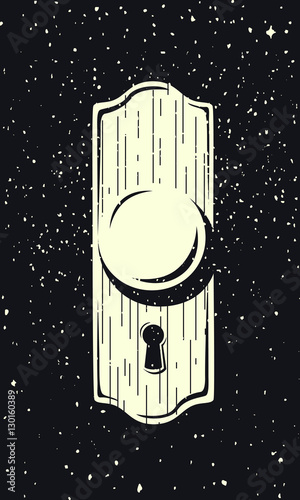 Door handle. Symbol. Dark background,