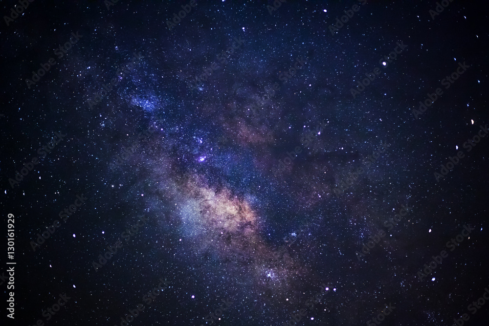 Fototapeta premium Close-up of Milky way galaxy with stars and space dust in the universe, Long exposure photograph, with grain.