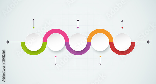 Vector infographics timeline design template with 3D paper label, integrated circles background. For content, business, infographic, diagram, digital network, flowchart, process diagram, time line