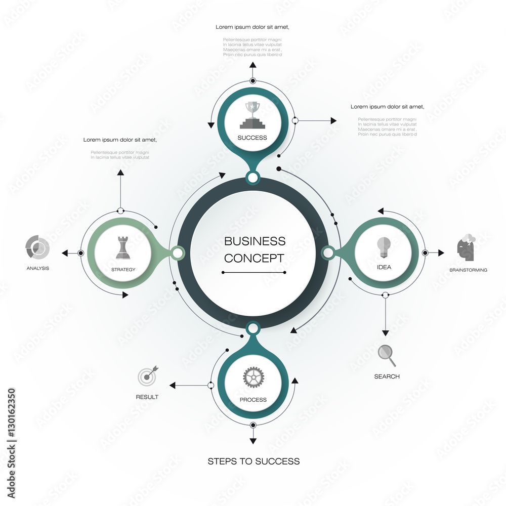 Vector infographics, 3D paper cycle diagram template, For data content ...