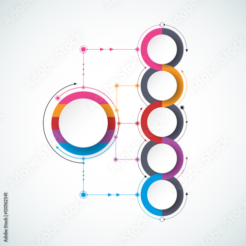Vector infographic template with 3D paper label, integrated circles. Business concept with options. For content, diagram, flowchart, steps, parts, timeline infographics, workflow layout, chart