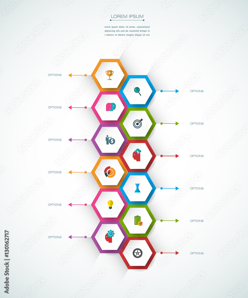 Vector infographic template with timeline, paper label, integrated ...