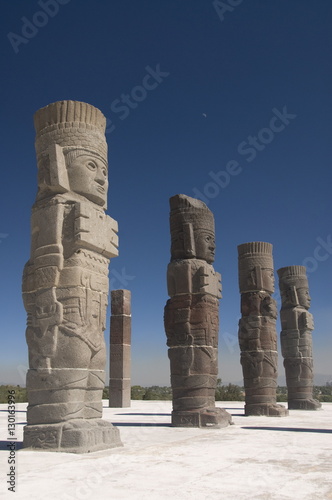 Atlantes warrior statues, Temple of Quetzalcoatl, Tula, the probable capital of Toltec civilization, Archaeological Zone, Tula de Allende, Hidalgo, Mexico photo