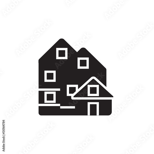 Vector icon or illustration with house in black color