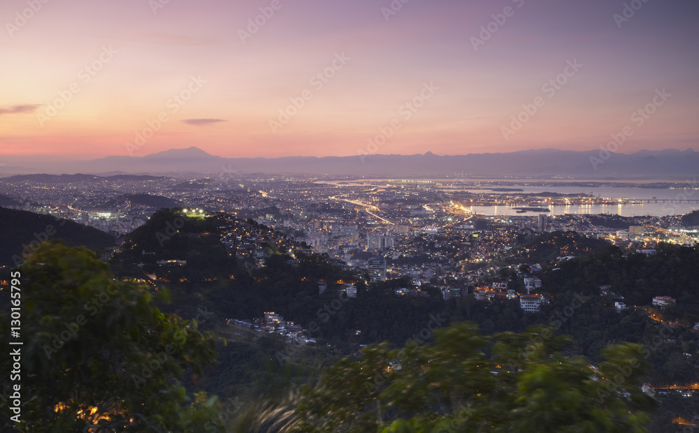 View over city centre at dusk, Rio de Janeiro, Brazil View over city centre at dusk, Rio de Janeiro, Brazil