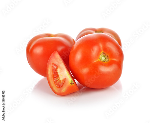 Fresh red tomato on white background