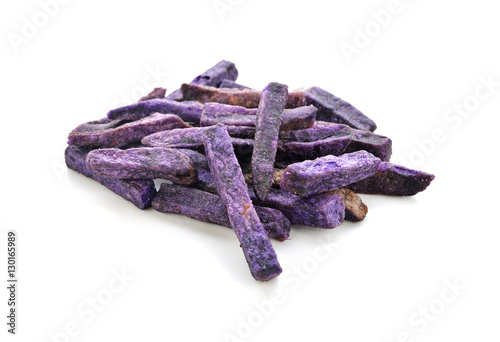 Purple potatoes stick isolate on white background