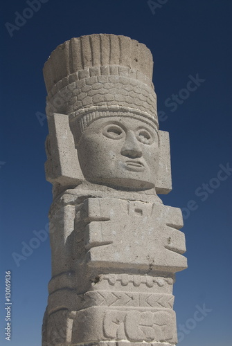 Atlantes warrior statue, Temple of Quetzalcoatl, Tula, the probable capital of Toltec civilization, Archaeological Zone, Tula de Allende, Hidalgo, Mexico photo