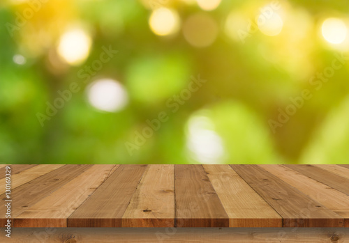 Wood floor and bokeh background